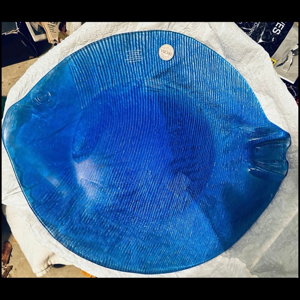 Vietri Fish Glass Dish vintage